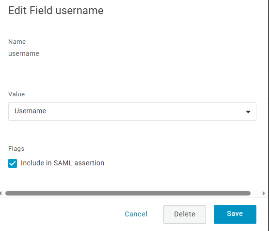 Username Attribute Configuration Page